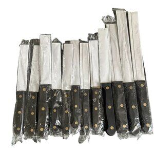 Black Handle Two Tone Silver And Gold Blade Knives Lot 12 Different Sizes Nice